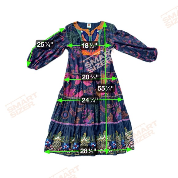 NWT Farm Rio mixed rainbow bird embroidered long sleeve dress Size XL - Picture 5 of 17